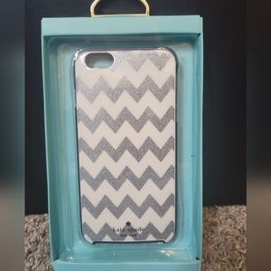 Kate Spade Silver and White Chevron Phone Case